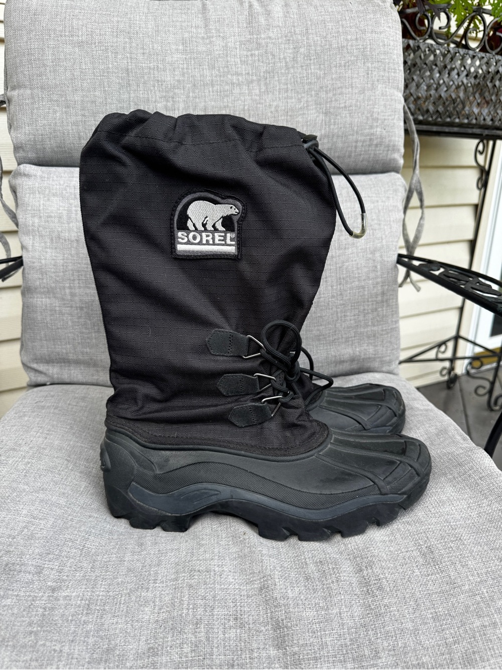SOREL Mens 8 Blizzard Black Waterproof Heavy Duty Winter Snow